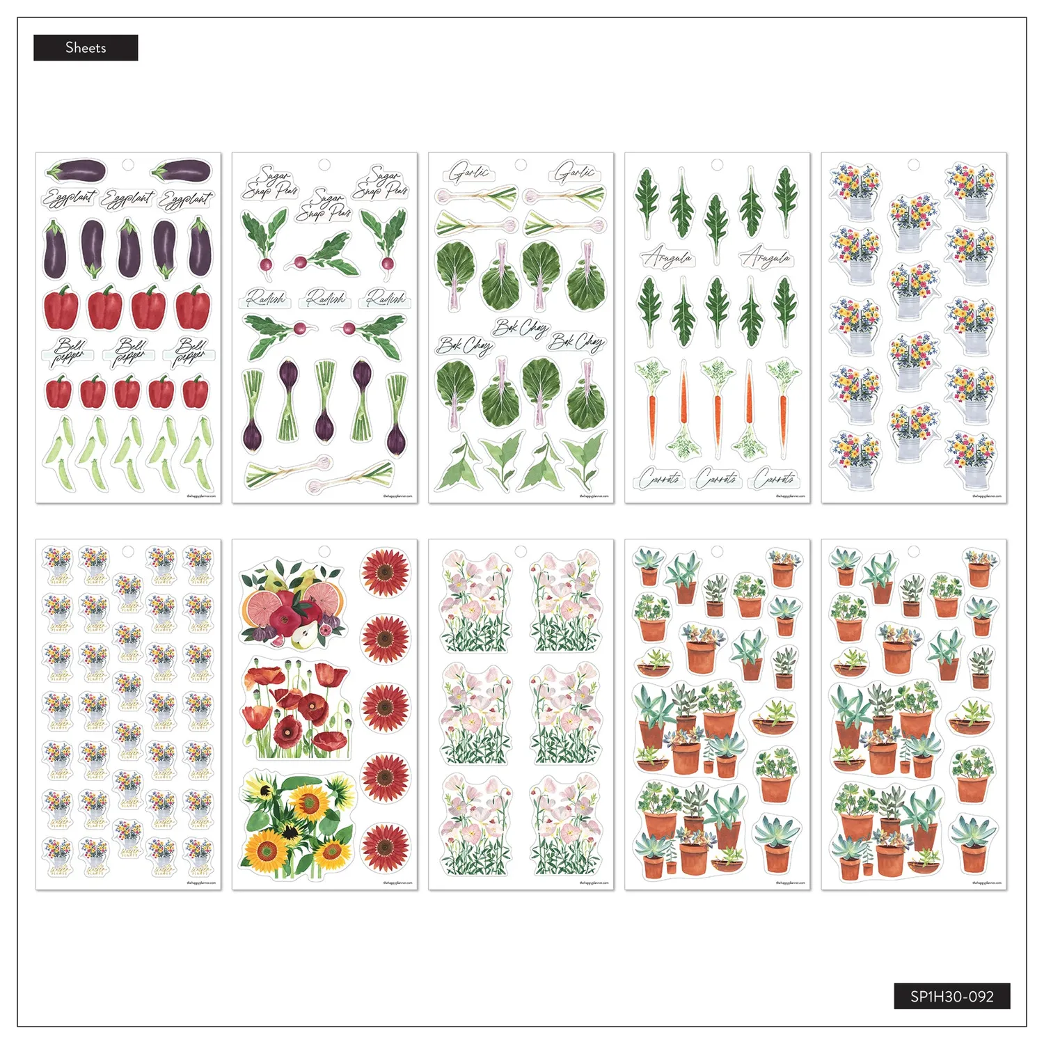 Happy Planner Garden Florals stickers 30 planches 470 autocollants