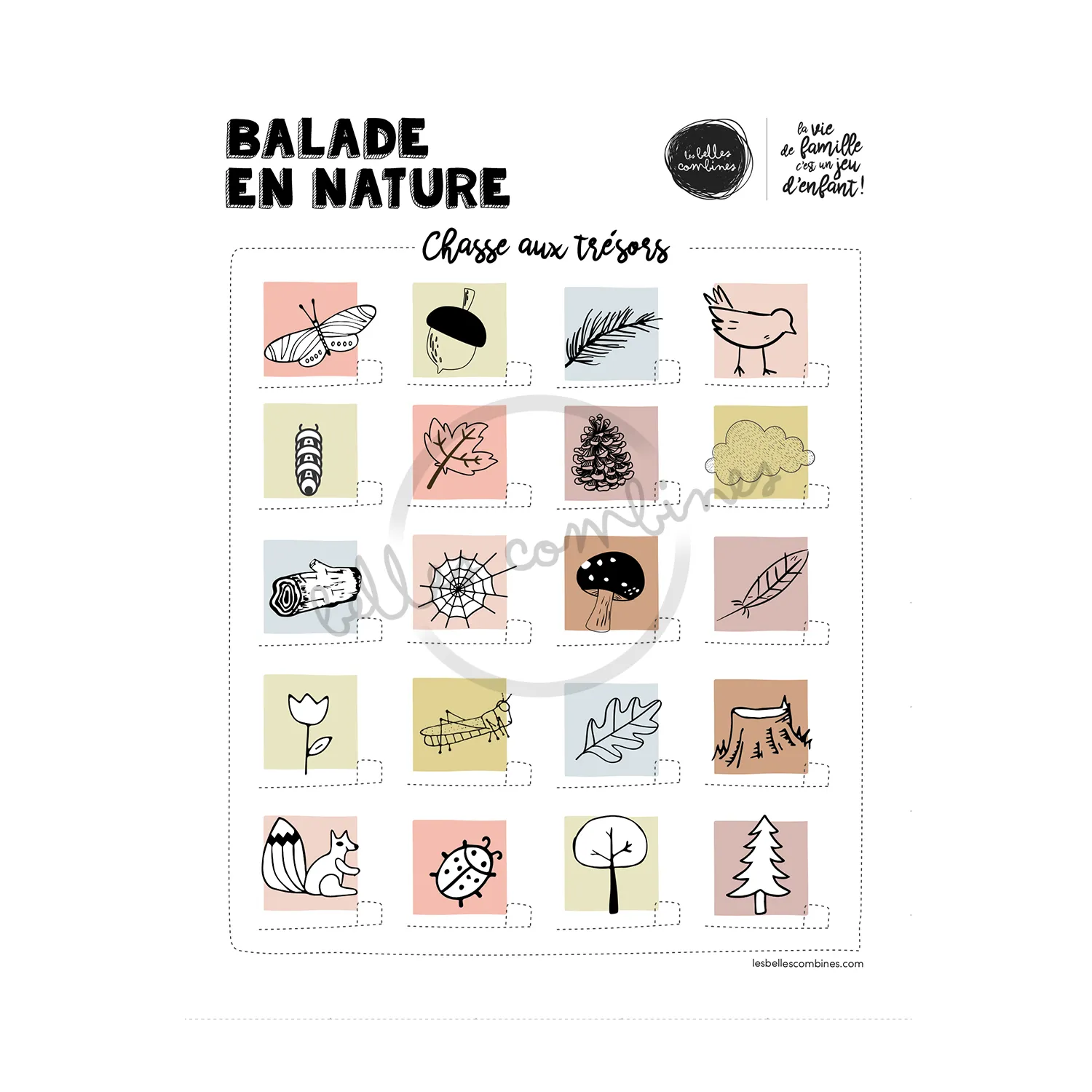 Les Belles Combines Chasse aux trésors en nature fiche à imprimer française