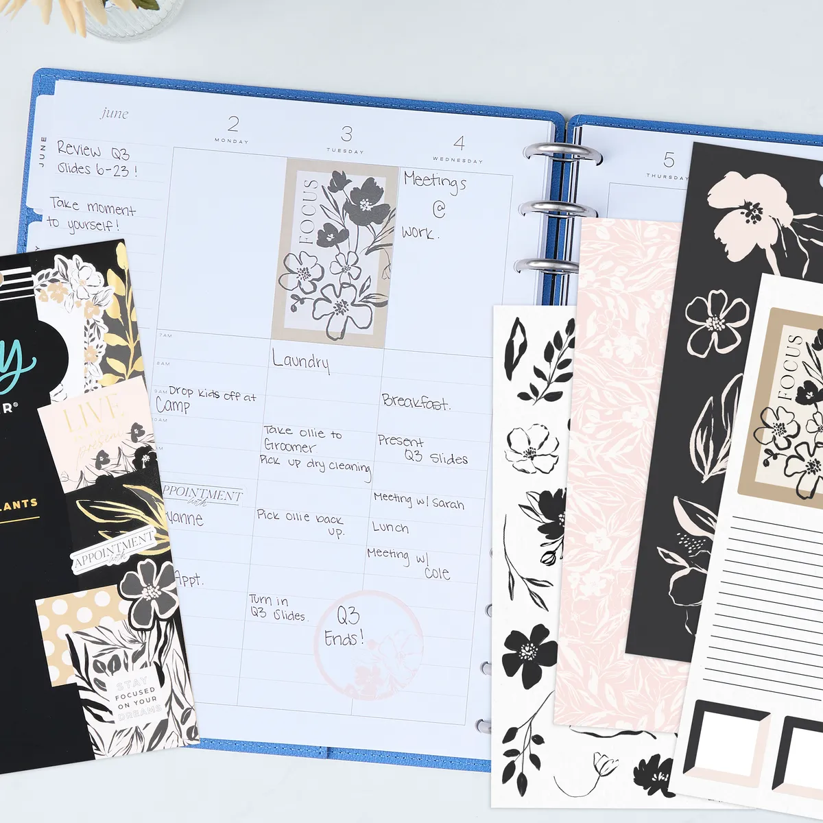 Happy Planner Sketchy Florals stickers Big 30 planches doré