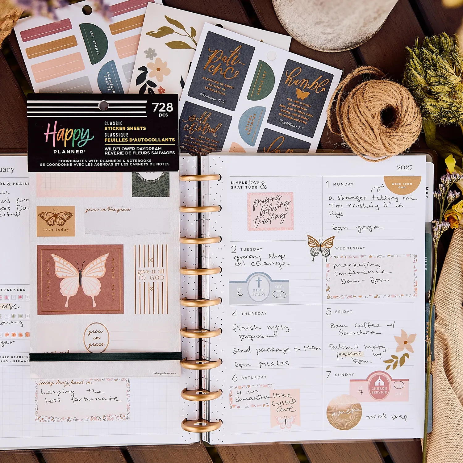 Happy Planner Wildflower Faith stickers 30 planches floral