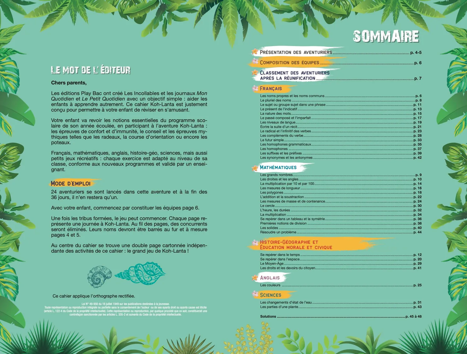 Incollables Koh-Lanta CE2 CM1 cahier vacances 8-9 ans
