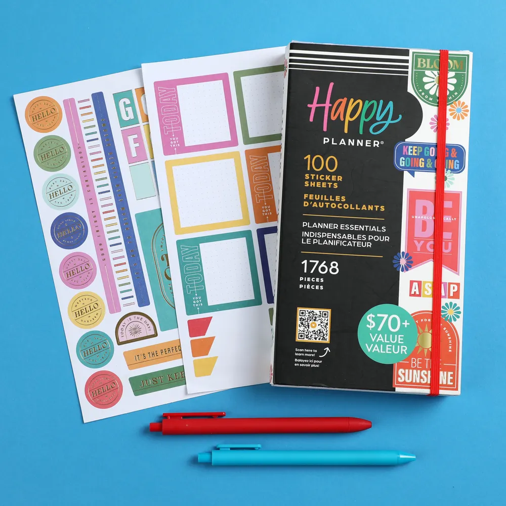 Happy Planner Essentials Mega Value Pack autocollants 100 feuilles vives