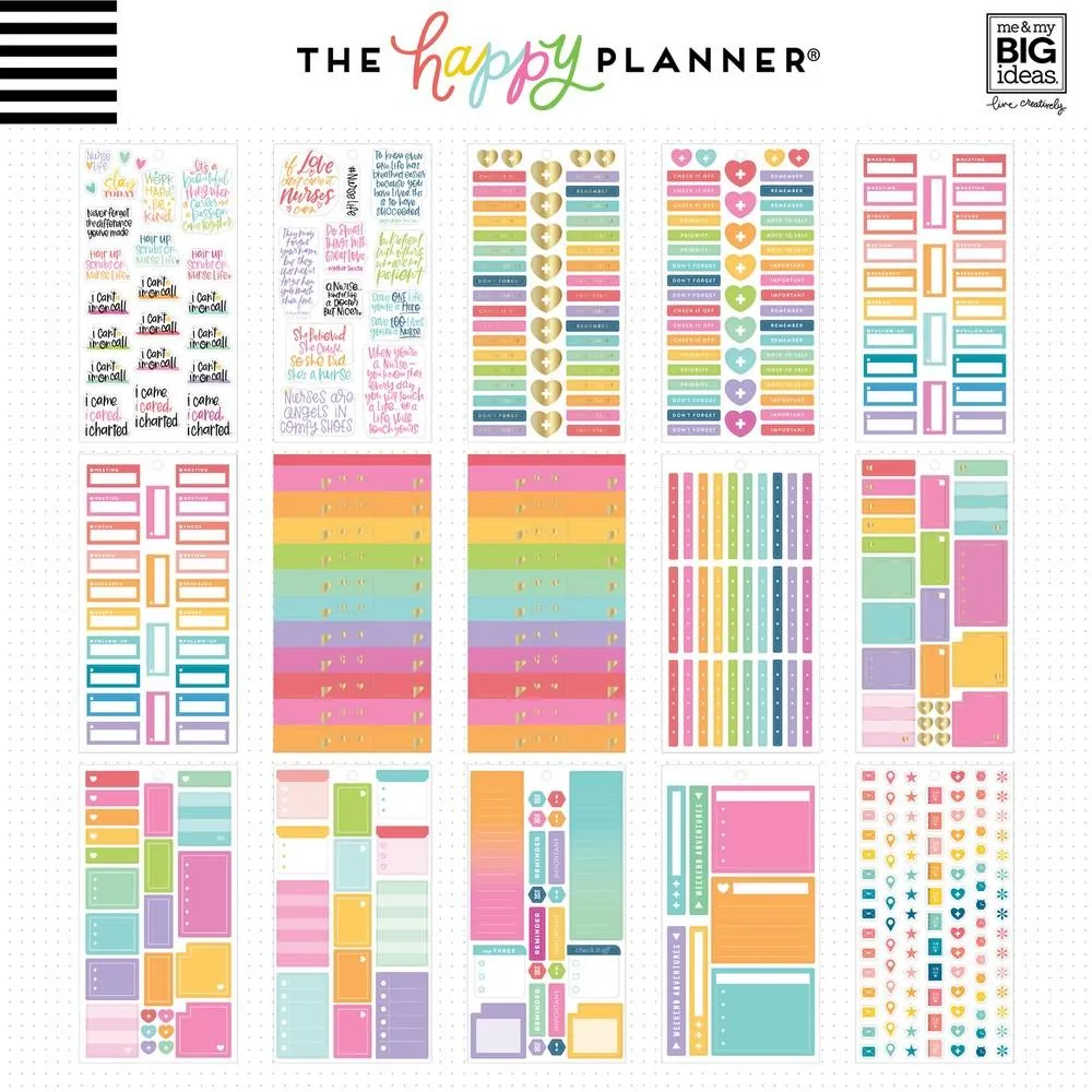 Happy Planner Value Pack Nurse stickers infirmière 1078 pièces