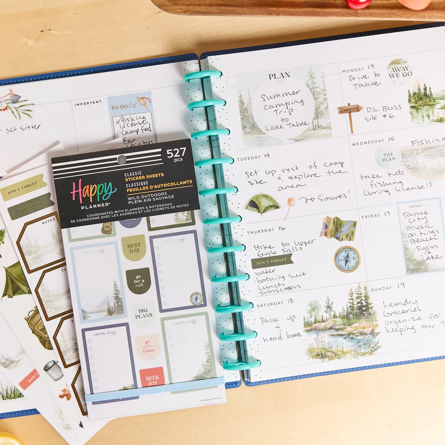 Happy Planner Wild Outdoors stickers agenda 30 planches nature