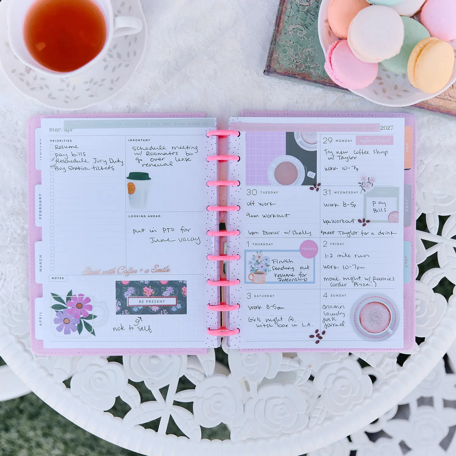 Happy Planner Petal Press agenda 2027 classic dashboard 12 mois