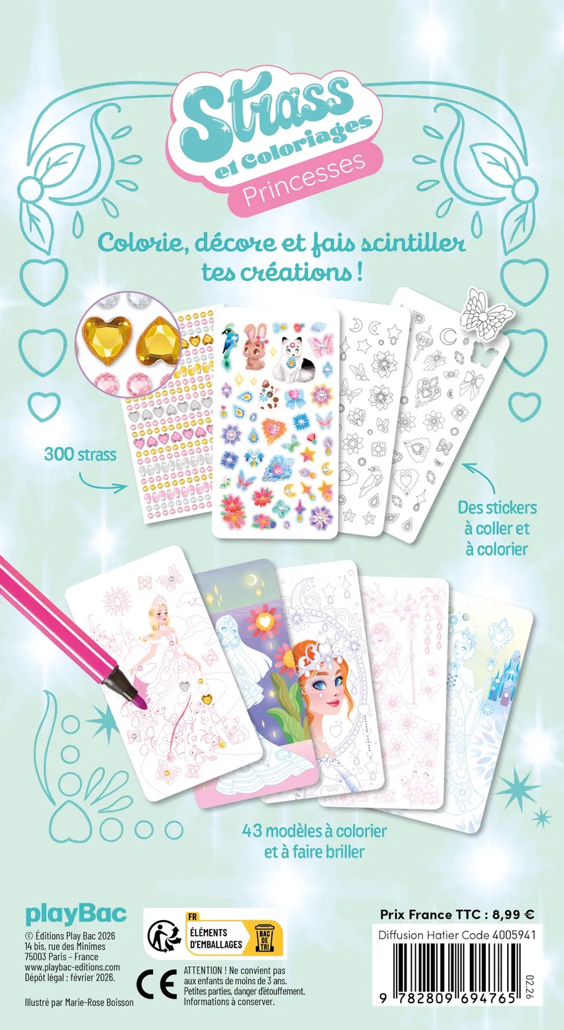 Frigobloc Strass et coloriages cahier coloriage Princesses strass