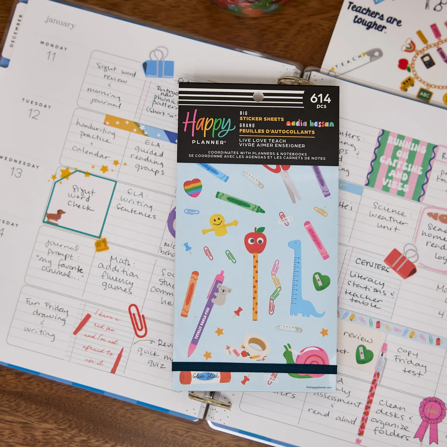 Happy Planner Live Love Teach stickers Big 30 planches classe