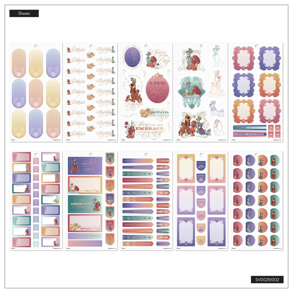 Happy Planner La Belle et Clochard stickers 526 autocollants