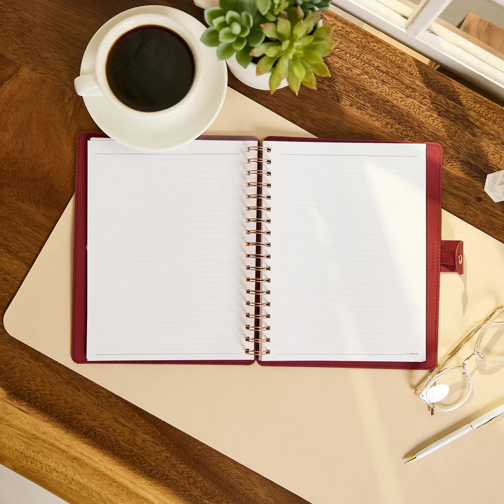 Happy Planner Citrine Burgundy carnet spirale Classic cuir vegan pointillé