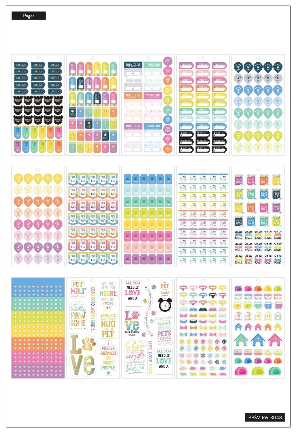 Happy Planner Fur Babies stickers 30 feuilles animaux