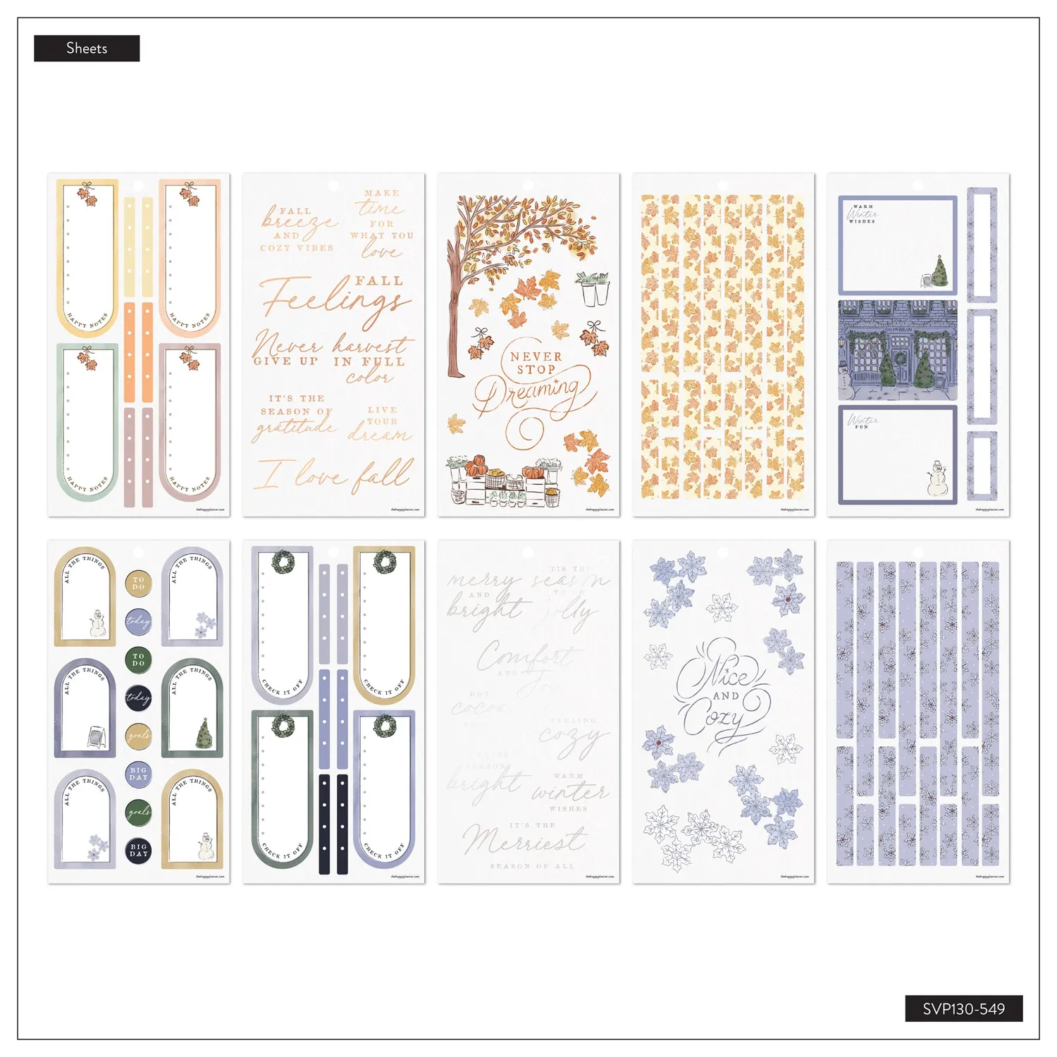 Happy Planner Seasonal Sidewalks stickers 30 planches 4 saisons