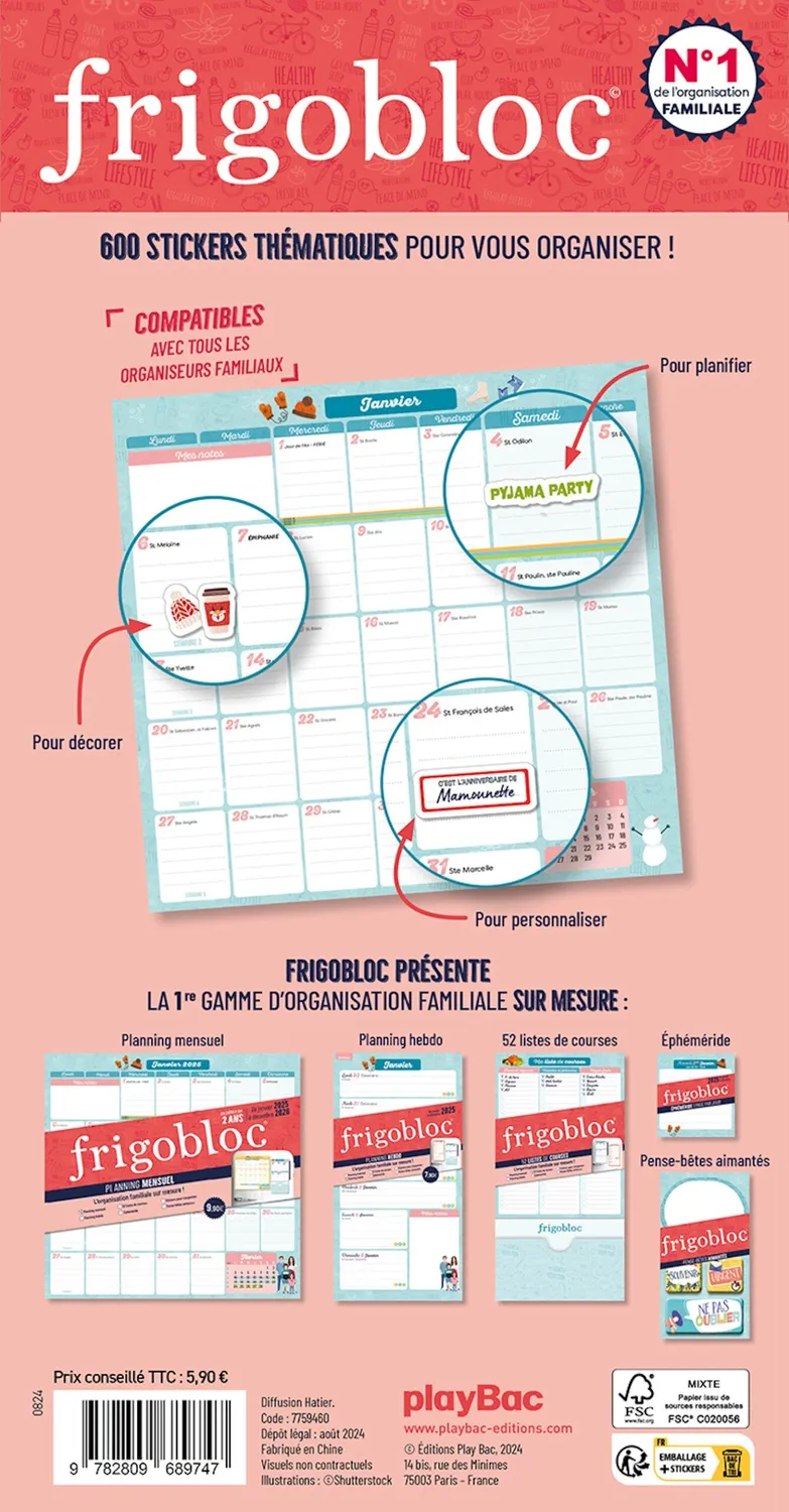 Frigobloc 600 stickers organisation familiale