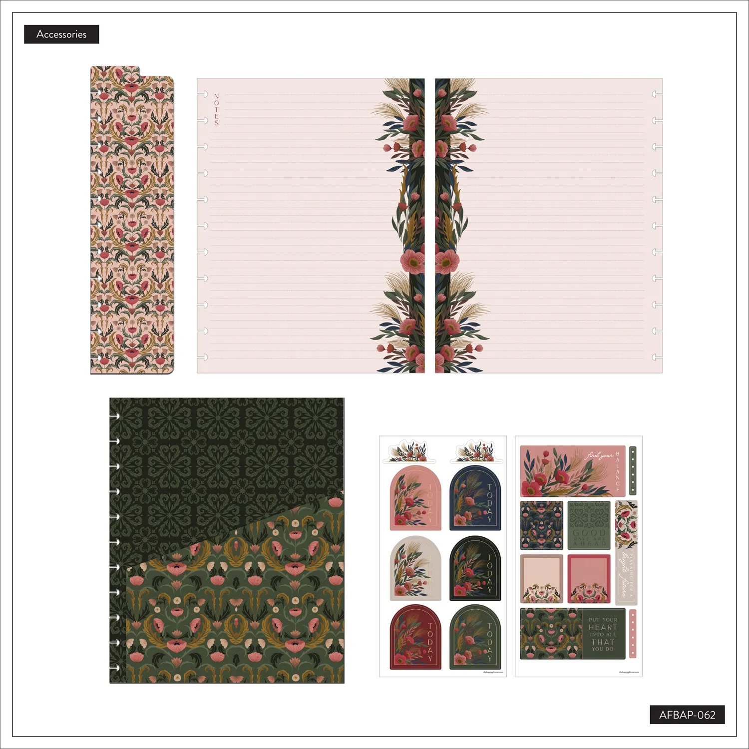 Happy Planner Twilight Tapestry pack accessoires Big floral