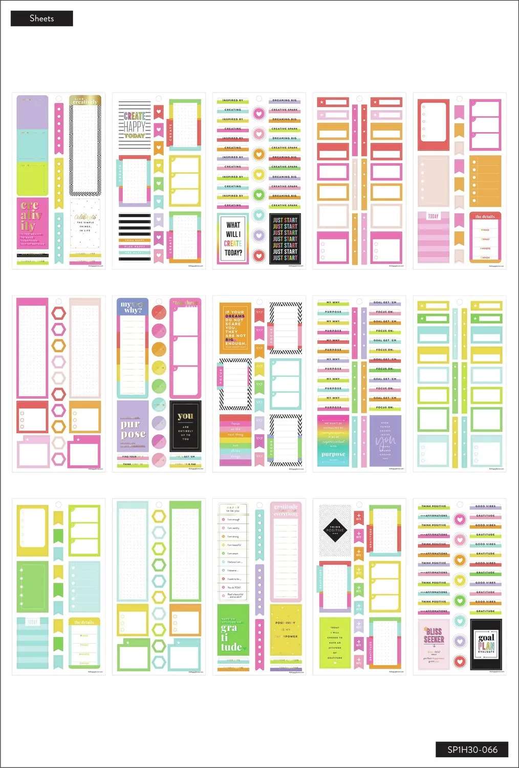 Happy Planner Live Creatively stickers Classic 30 feuilles couleur