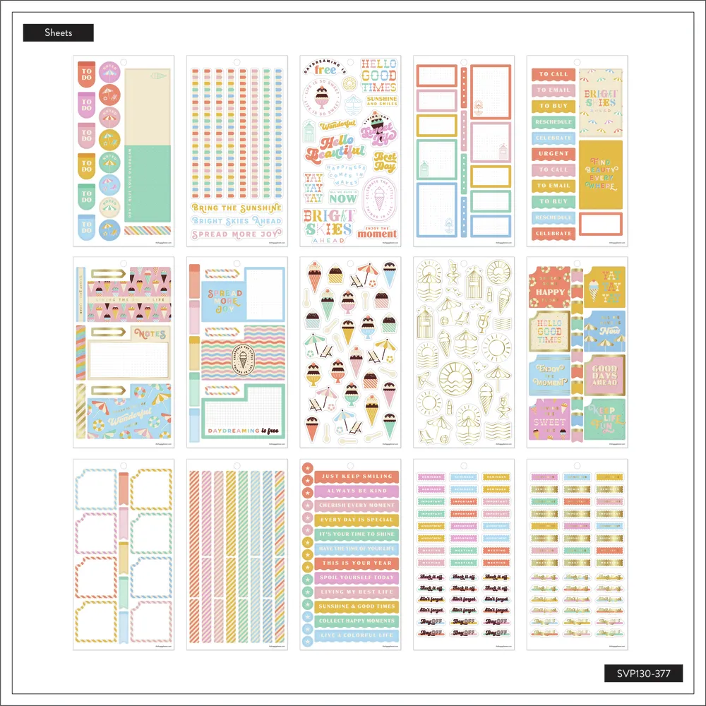 Happy Planner Boardwalk Ice Cream stickers Big 627 été