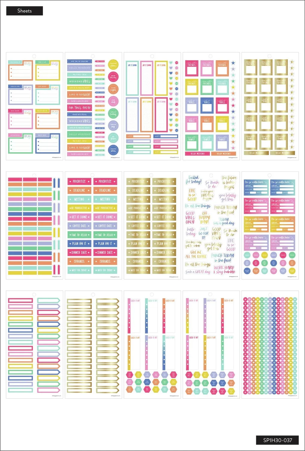 Happy Planner Brights carnet stickers Skinny Mini 1414
