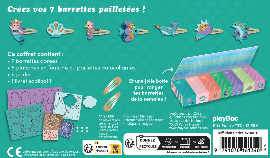 Frigobloc Mon semainier créatif barrettes Sirène 7 barrettes
