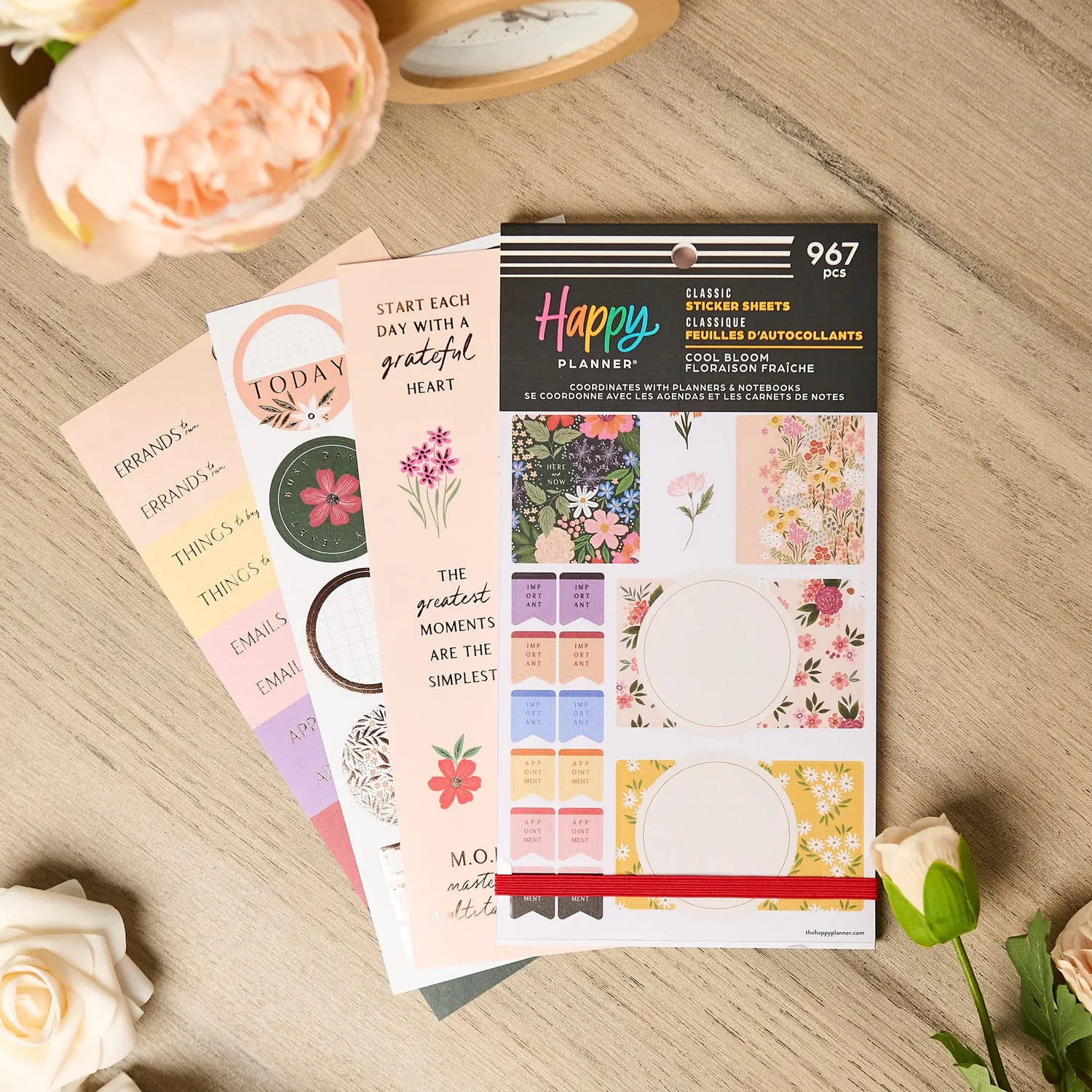 Happy Planner Cool Bloom Parenting stickers agenda 30 feuilles