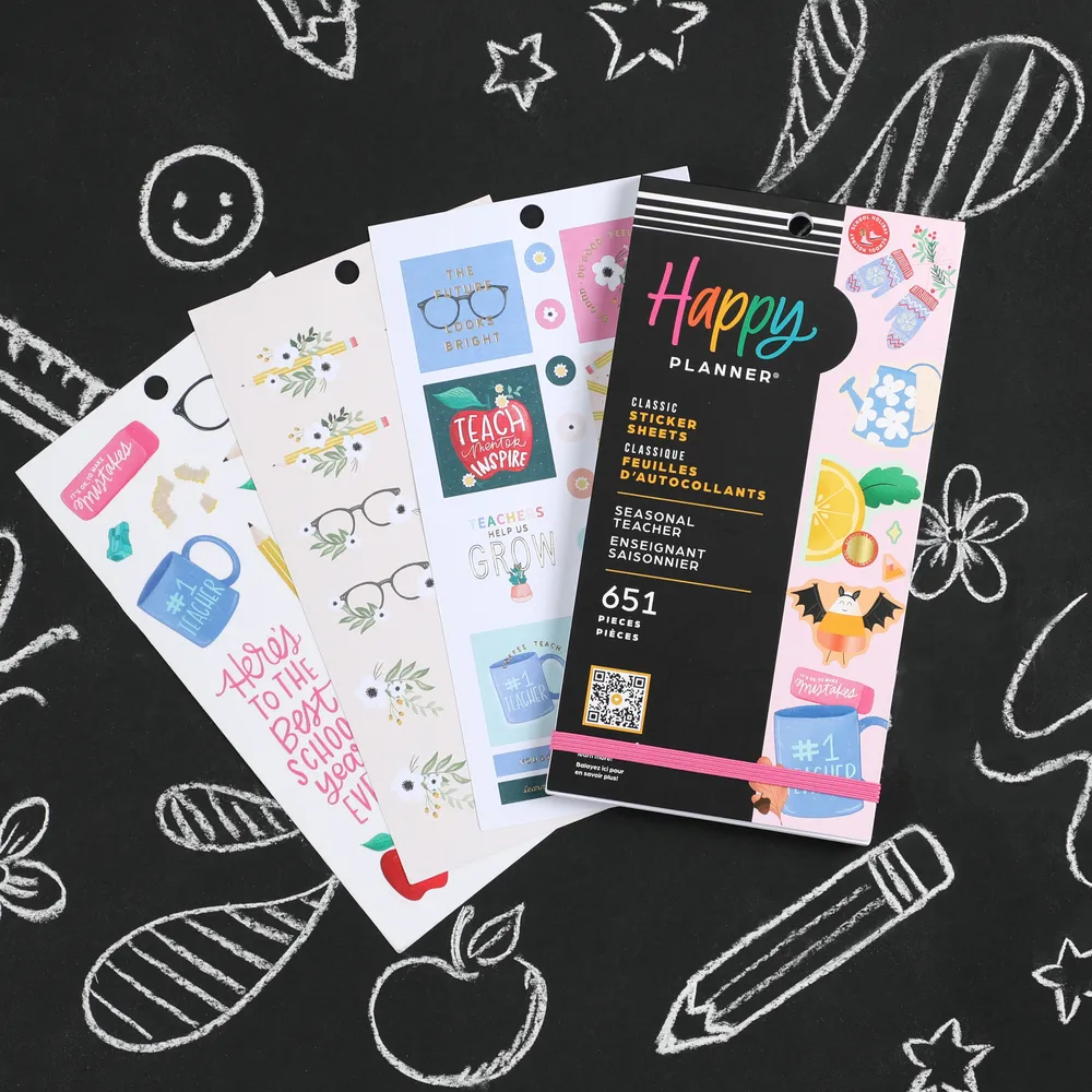 Happy Planner Seasonal Teacher stickers maîtresse 651 pièces