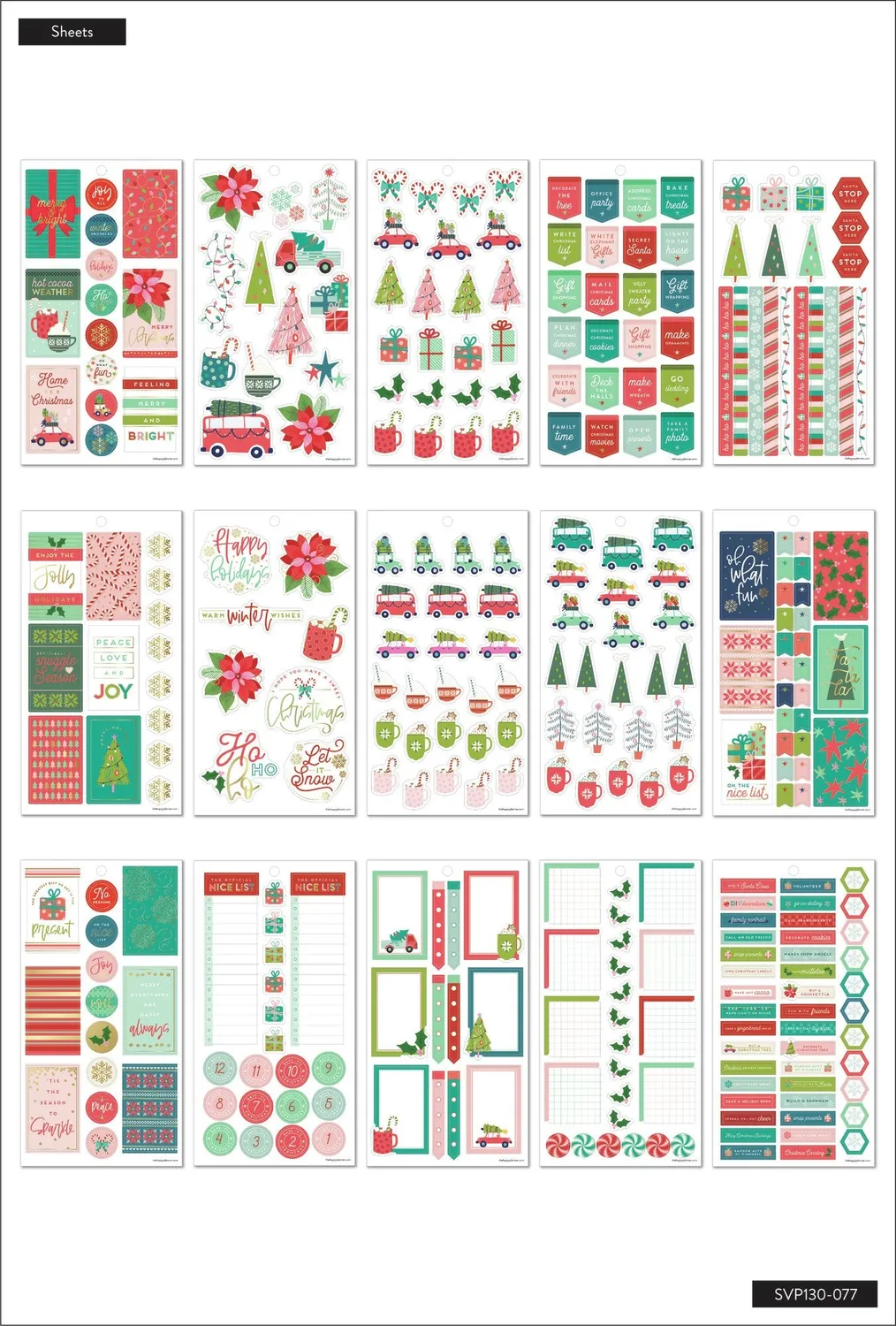 Happy Planner Merry Christmas stickers 30 feuilles 532 Noël doré
