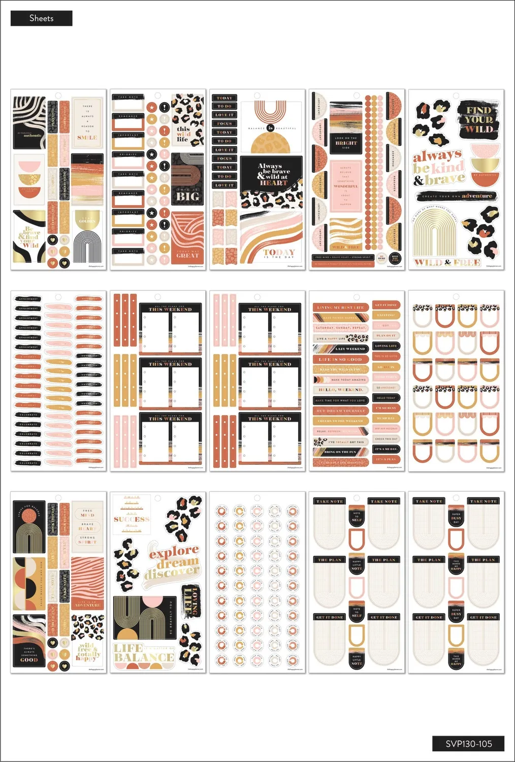 Happy Planner Modern Wild autocollants x929 imprimé animal