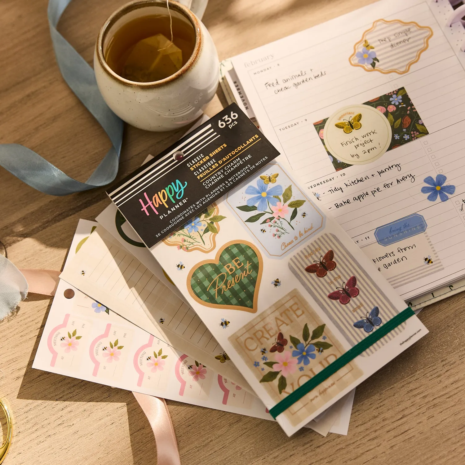 Happy Planner Country Charm Value Pack stickers 30 feuilles fleurs