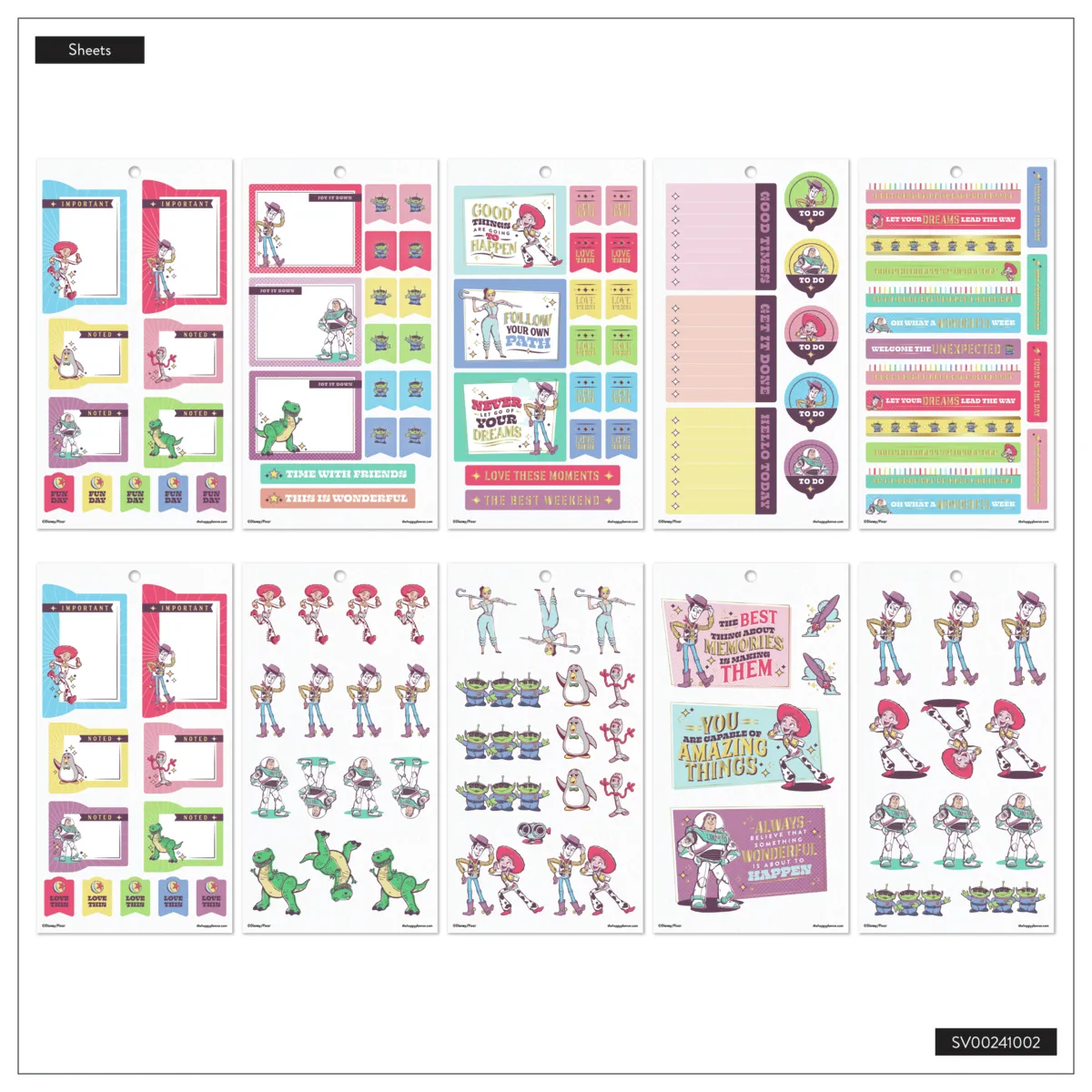 Happy Planner Disney Toy Story stickers big 30 planches 393
