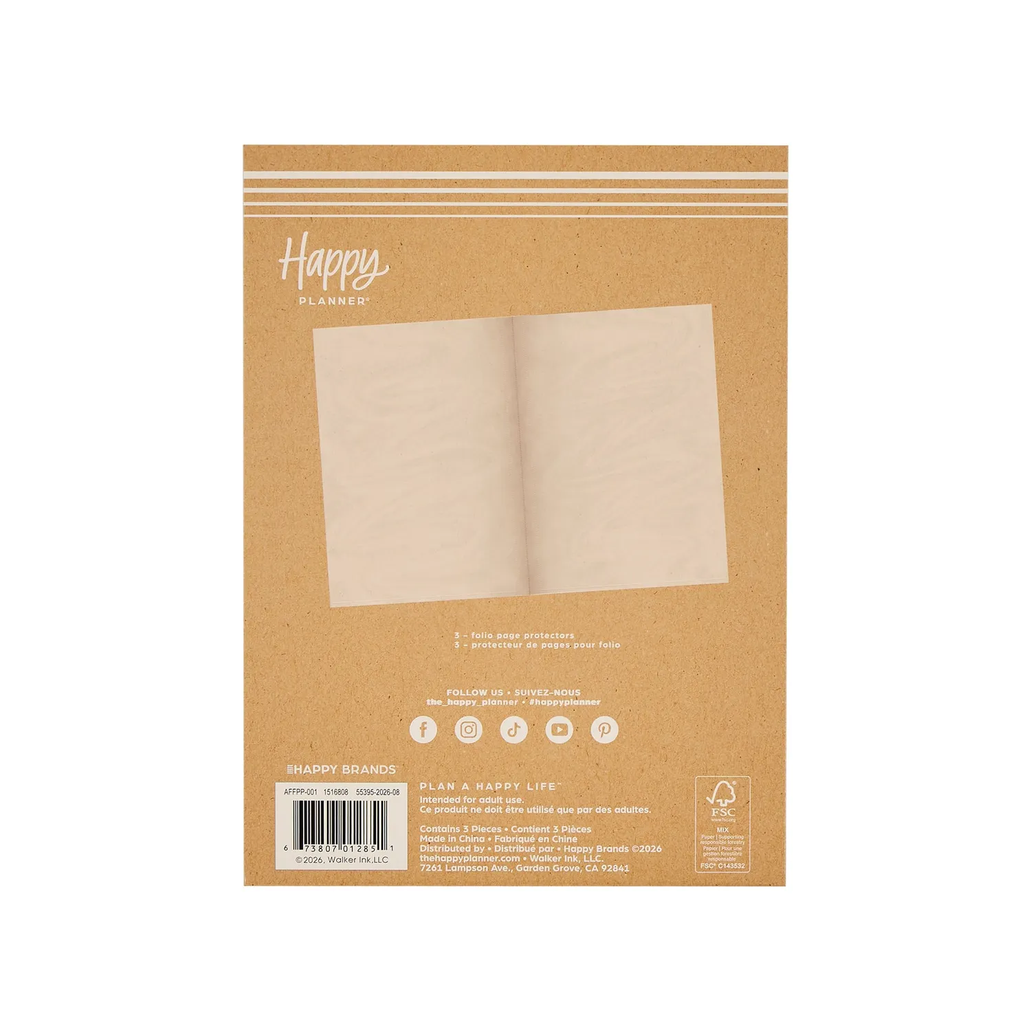 Happy Planner Folio A5 protège-pages vinyle transparent lot 3