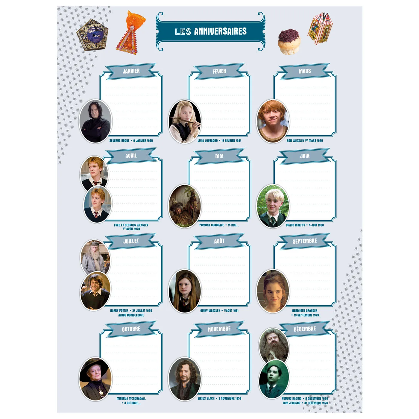 Frigobloc Mensuel Harry Potter 2022 calendrier familial aimanté