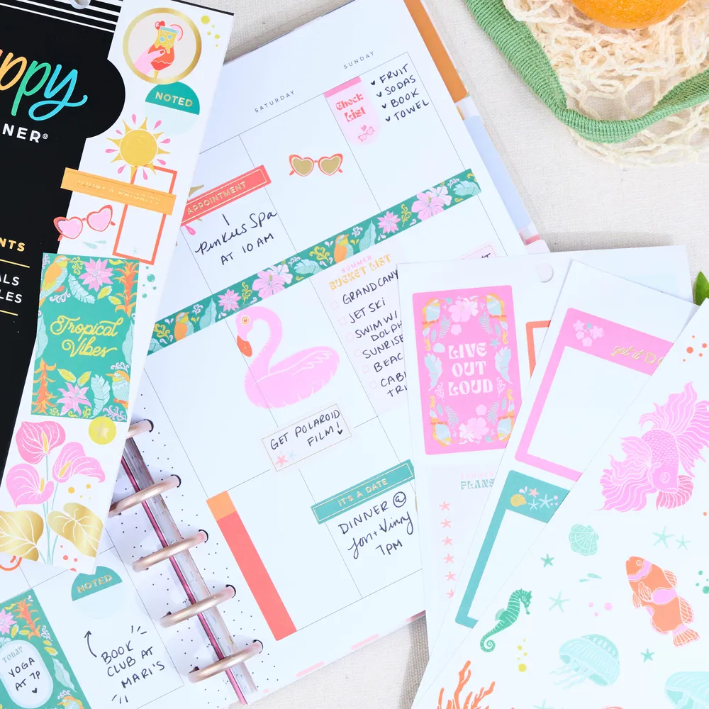 Happy Planner Tropical Florals carnet stickers 30 feuilles tropical