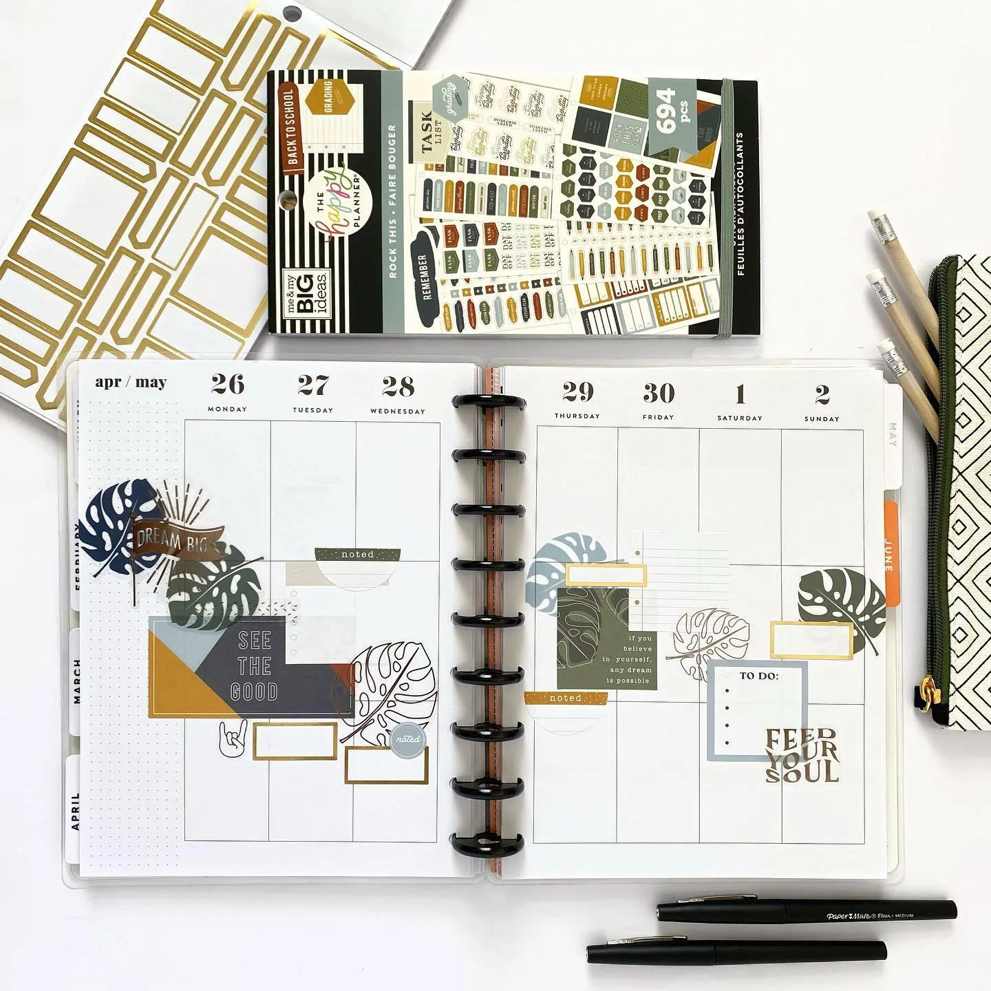 Happy Planner Rock This stickers maîtresse 694 pièces