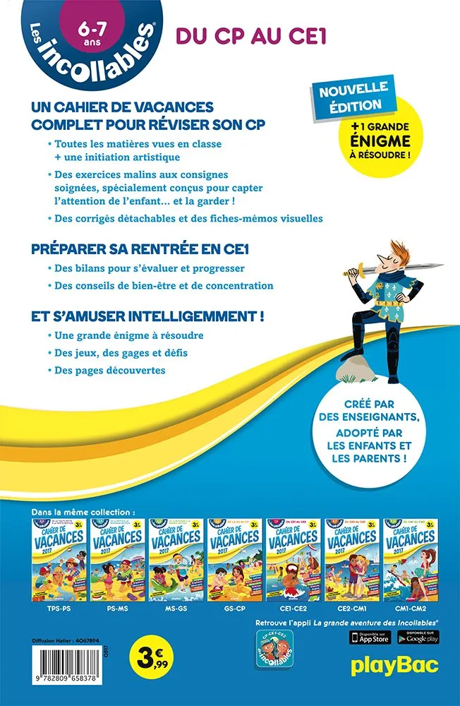 Frigobloc Les Incollables cahier vacances CP-CE1 2018