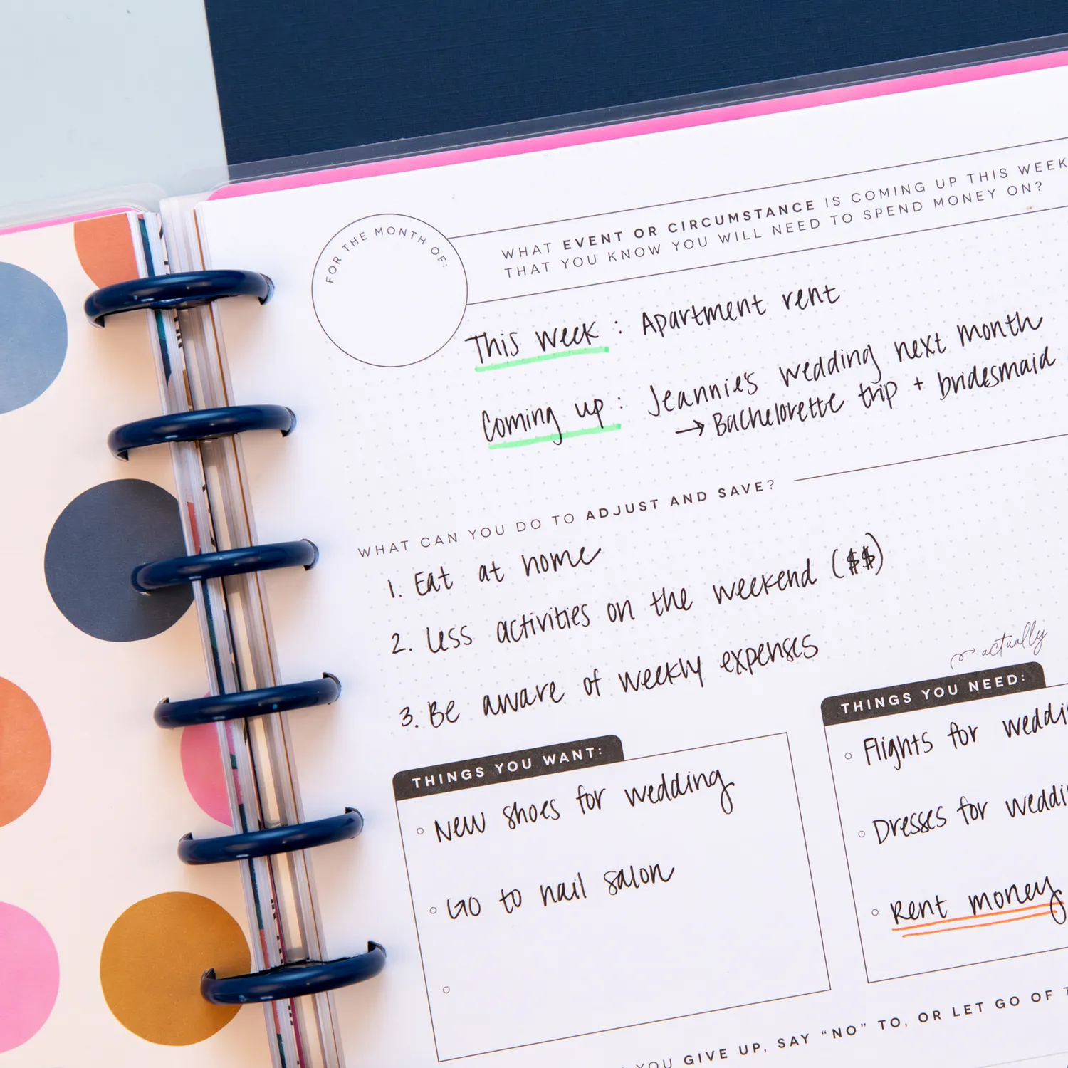 Happy Planner Bold Ditsies journal objectifs Classic 80 feuilles