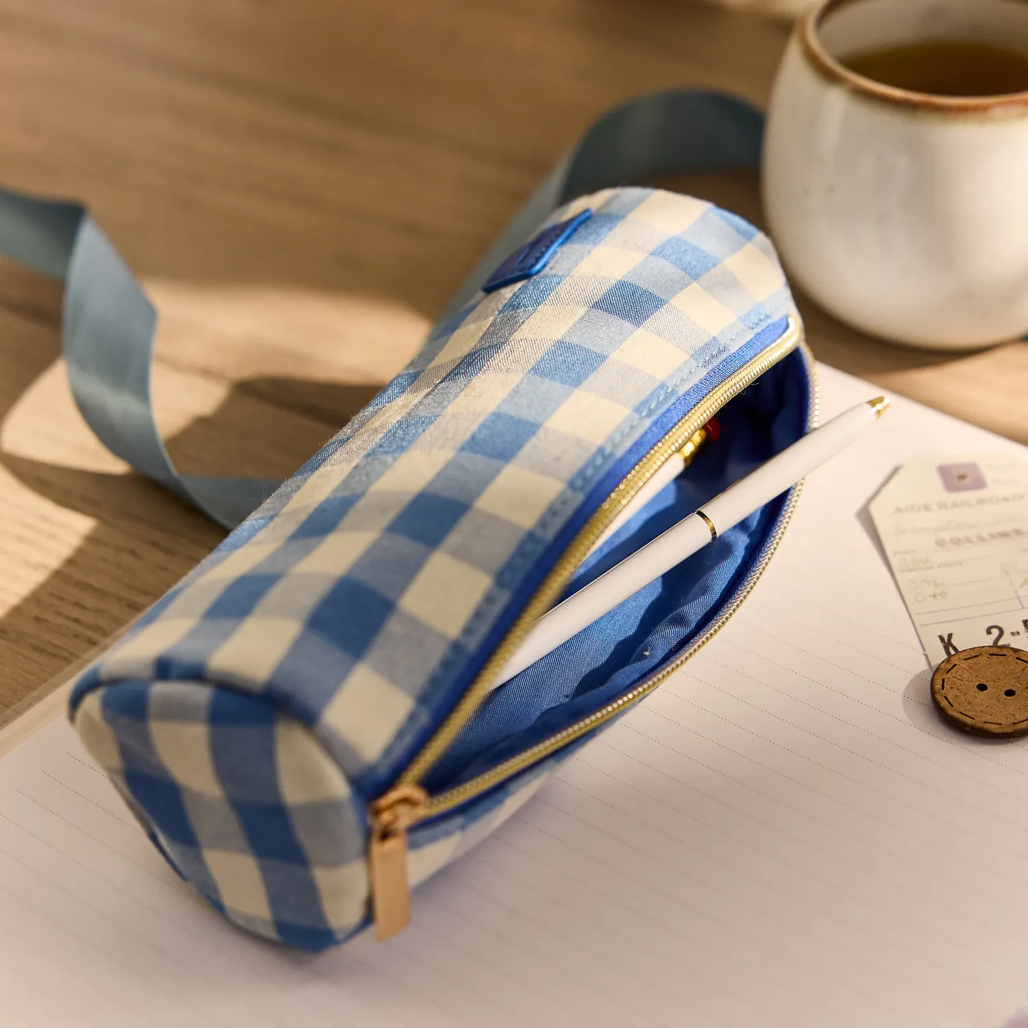 Happy Planner Country Charm trousse vichy bleu tissu