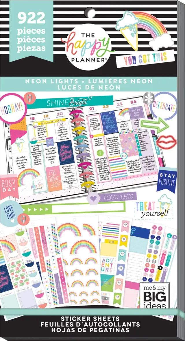 Happy Planner Neon Lights stickers value pack 30 feuilles
