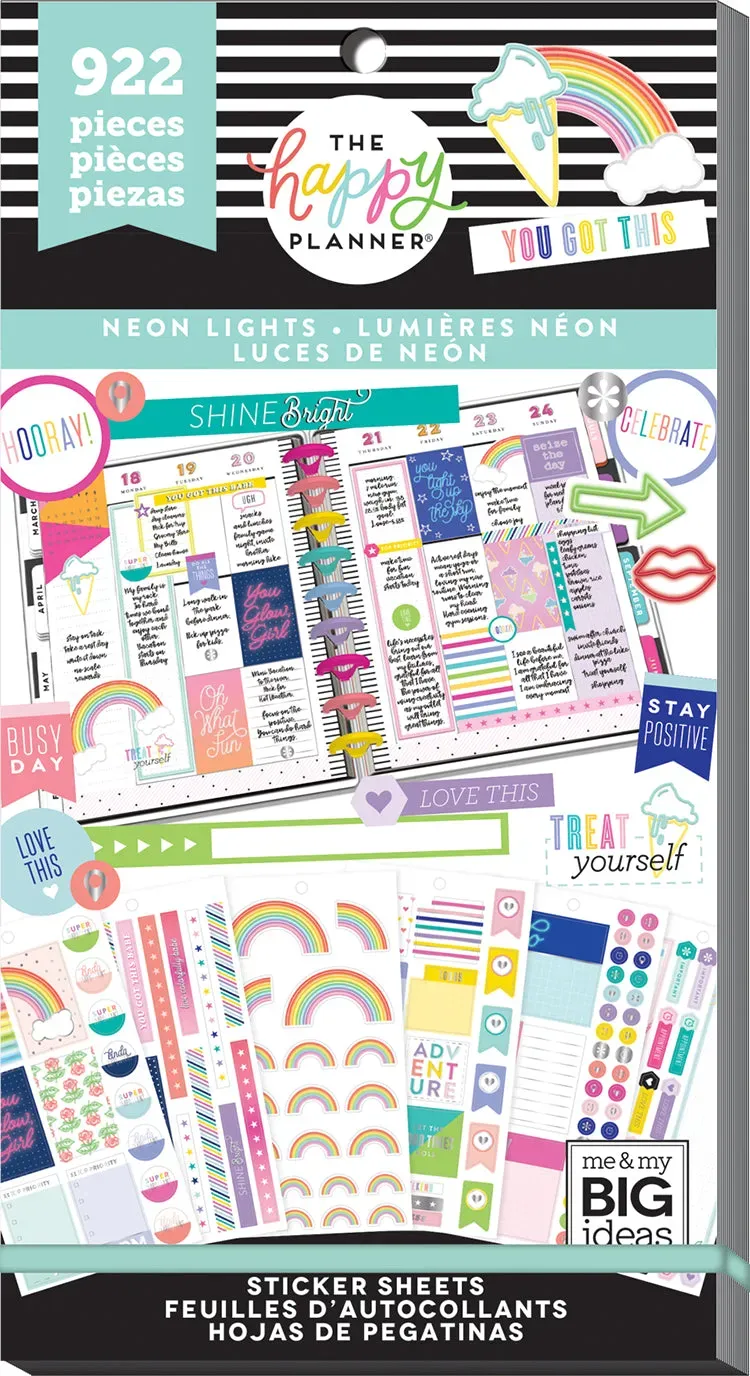 Happy Planner Neon Lights stickers value pack 30 feuilles