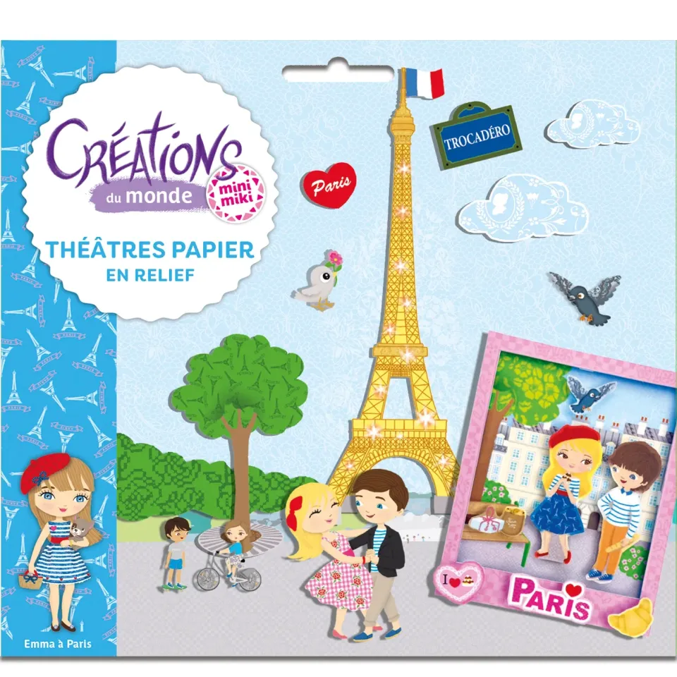 Frigobloc Minimiki théâtre papier relief Paris 4 tableaux