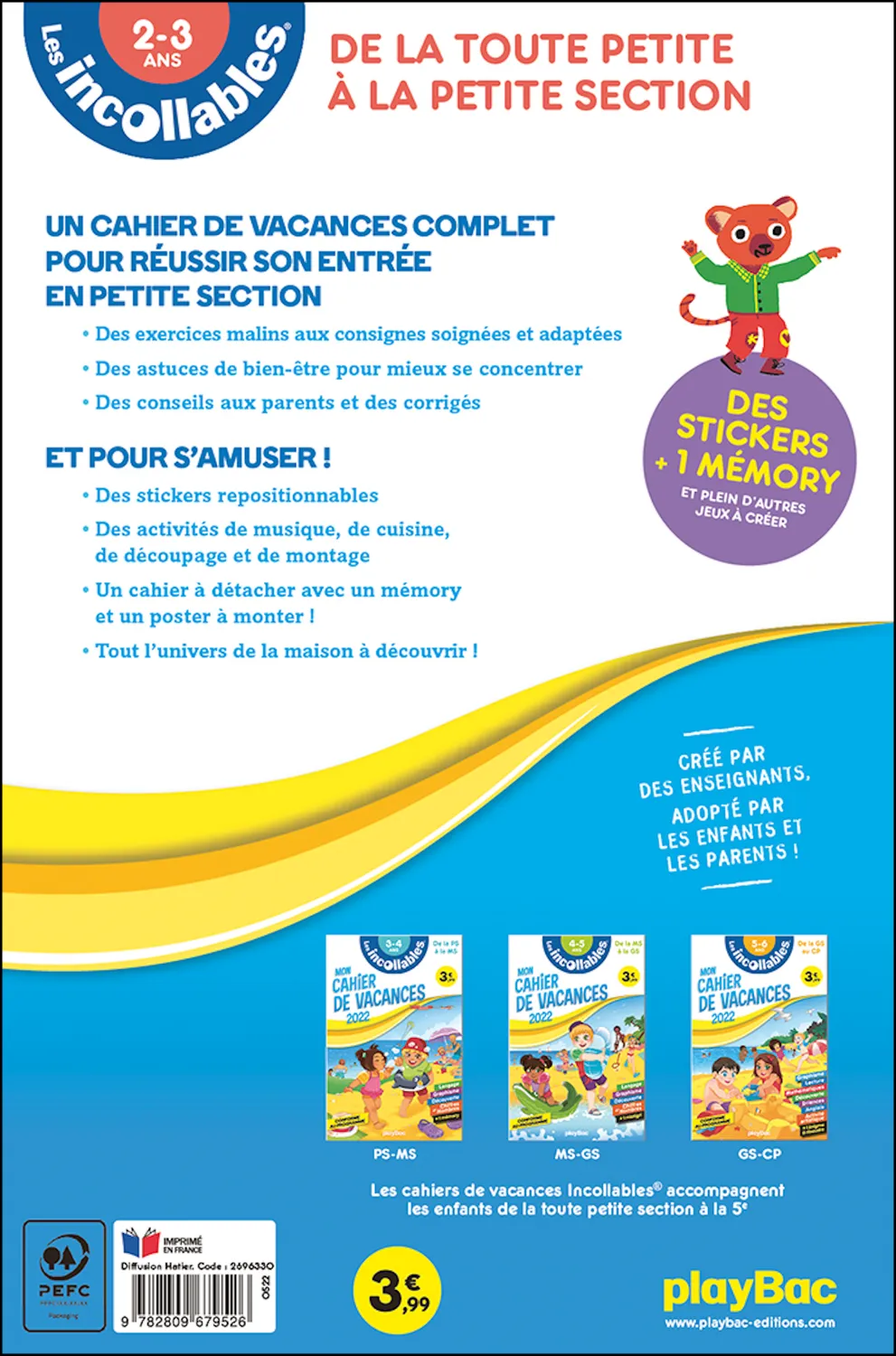 Les Incollables Cahier de vacances 2022 TPS-PS 2-3 ans