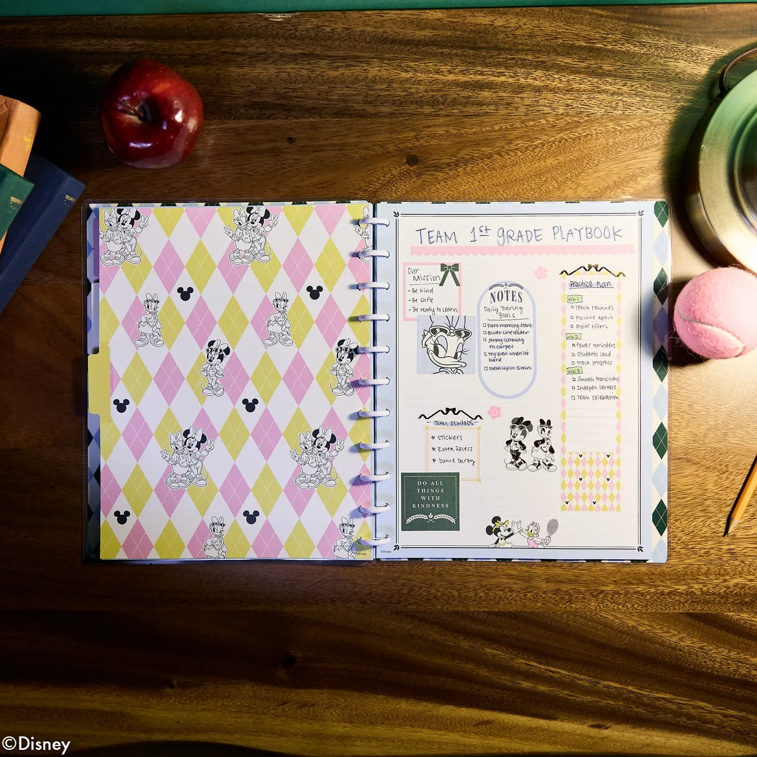 Happy Planner Minnie Daisy Varsity carnet Big pointillé 60