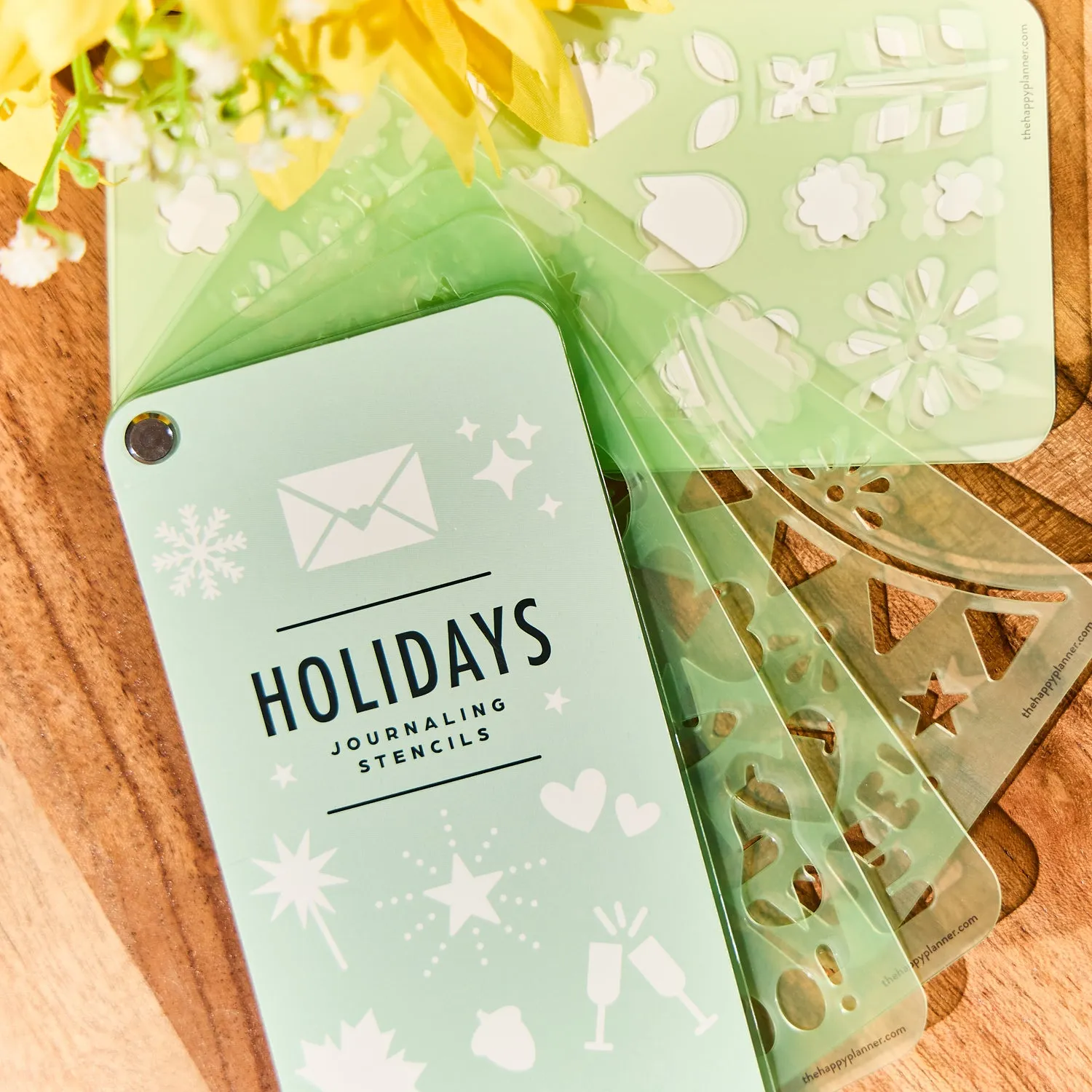 Happy Planner Holidays pochoirs éventail 5 feuilles fêtes