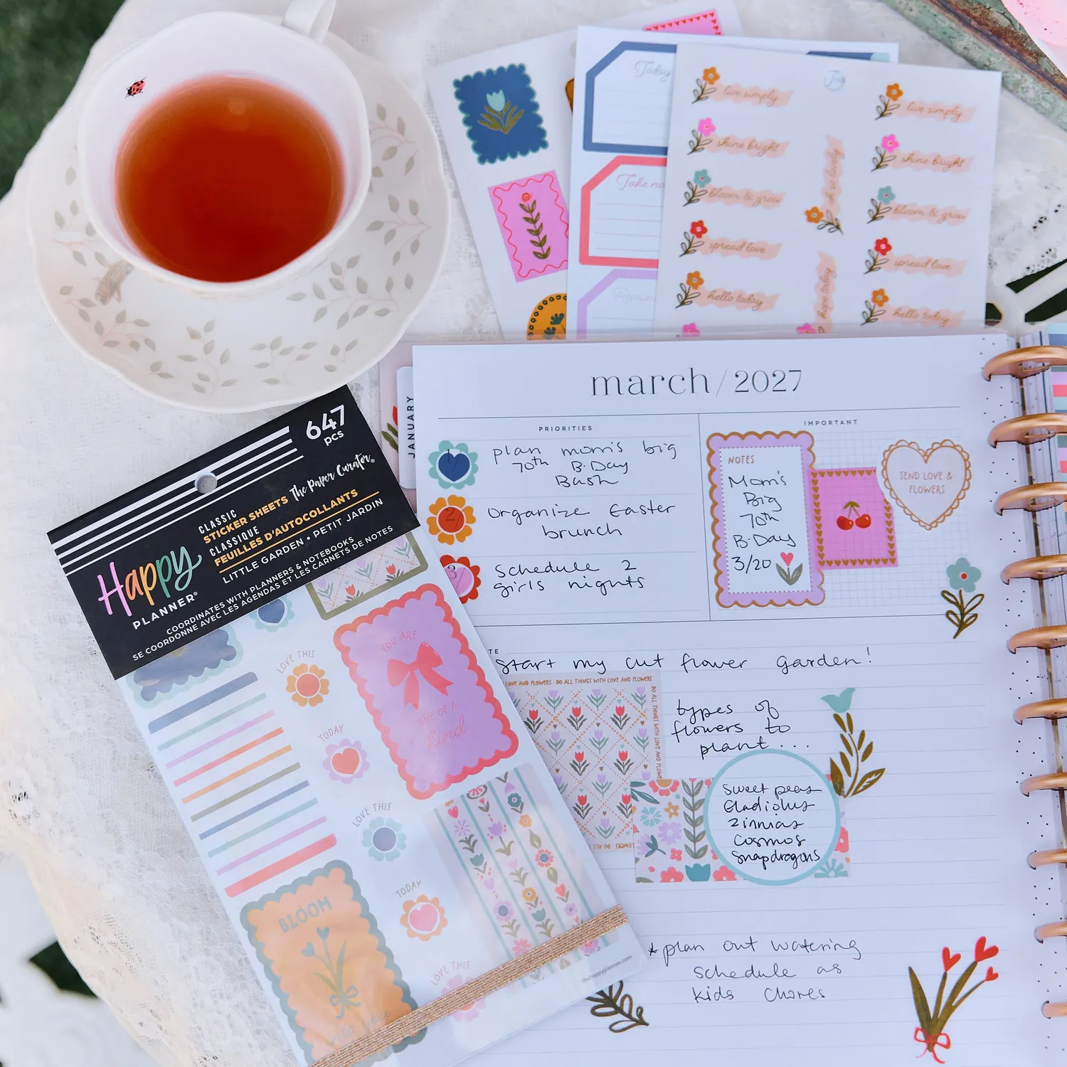 Happy Planner Little Garden stickers Value Pack floral