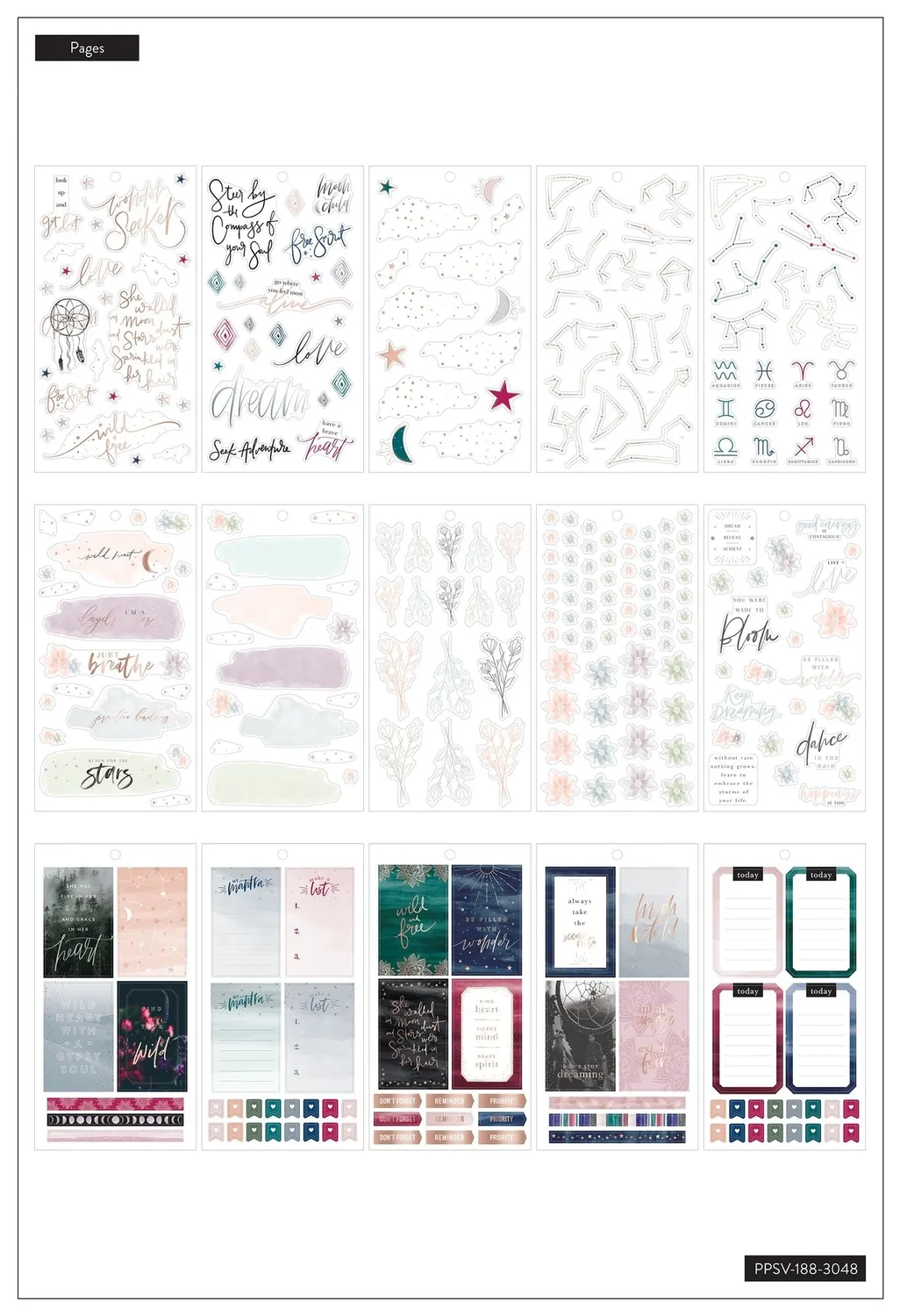Happy Planner Boho Value Pack stickers Big 30 feuilles