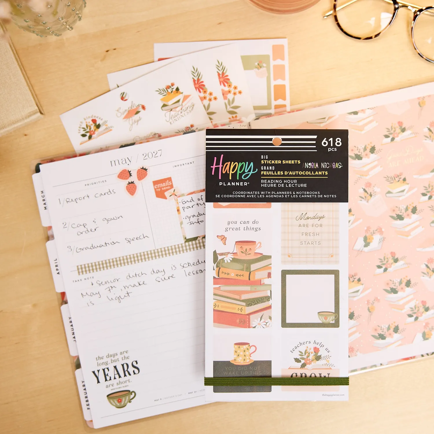 Happy Planner Reading Hour Teacher stickers Big