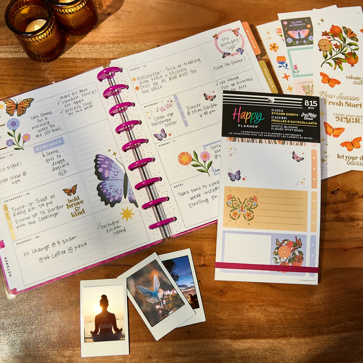 Happy Planner Mystic Blooms stickers déco fleurs Classic 815