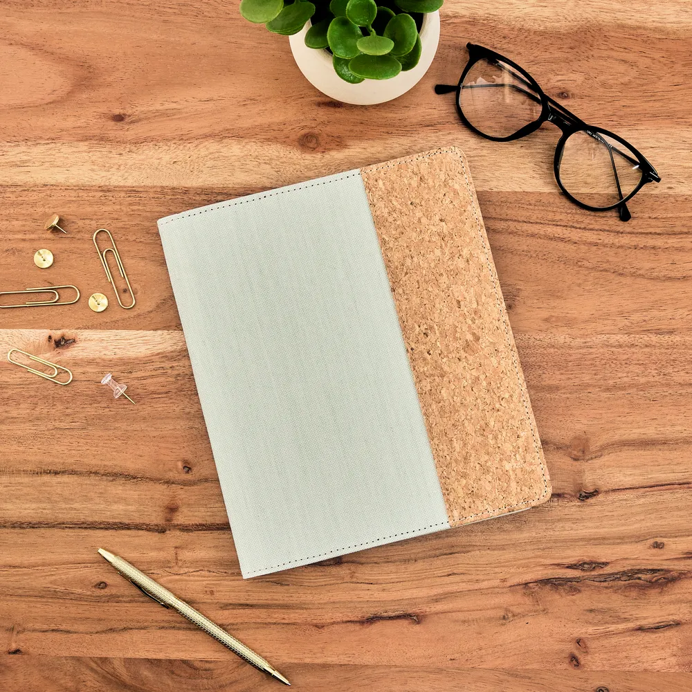 Work + Life Sage bloc-notes semainier 52 feuilles pochette lin