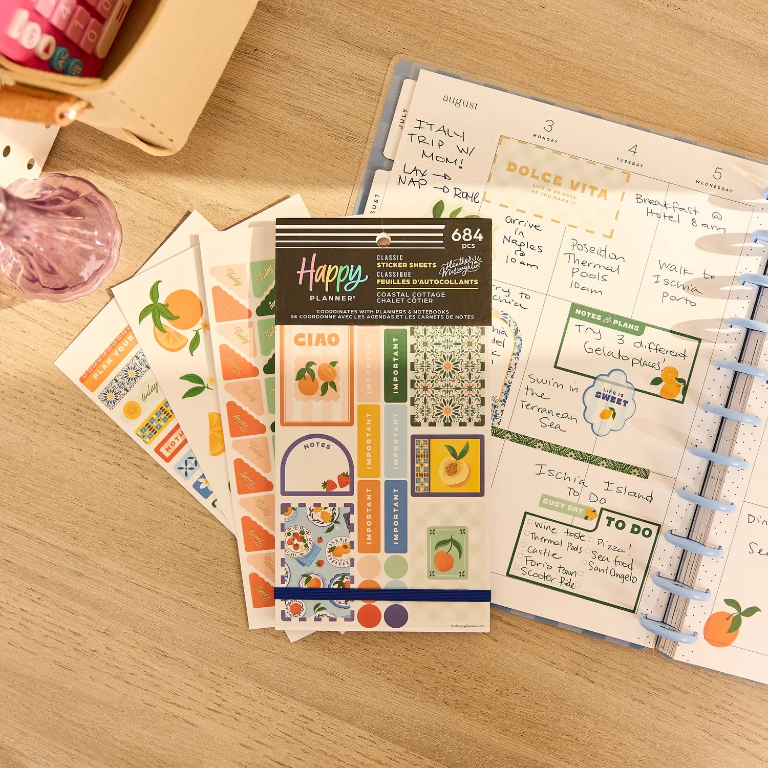 Happy Planner Coastal Cottage stickers été 30 feuilles