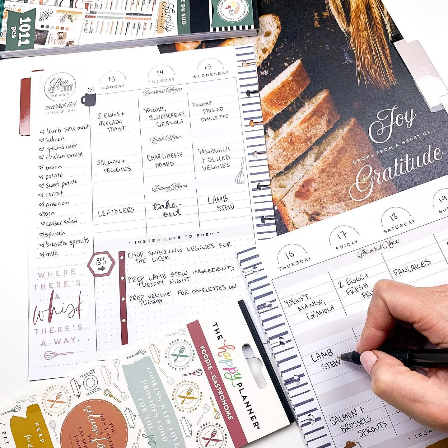 Happy Planner Southern Farmhouse extension menus Classic