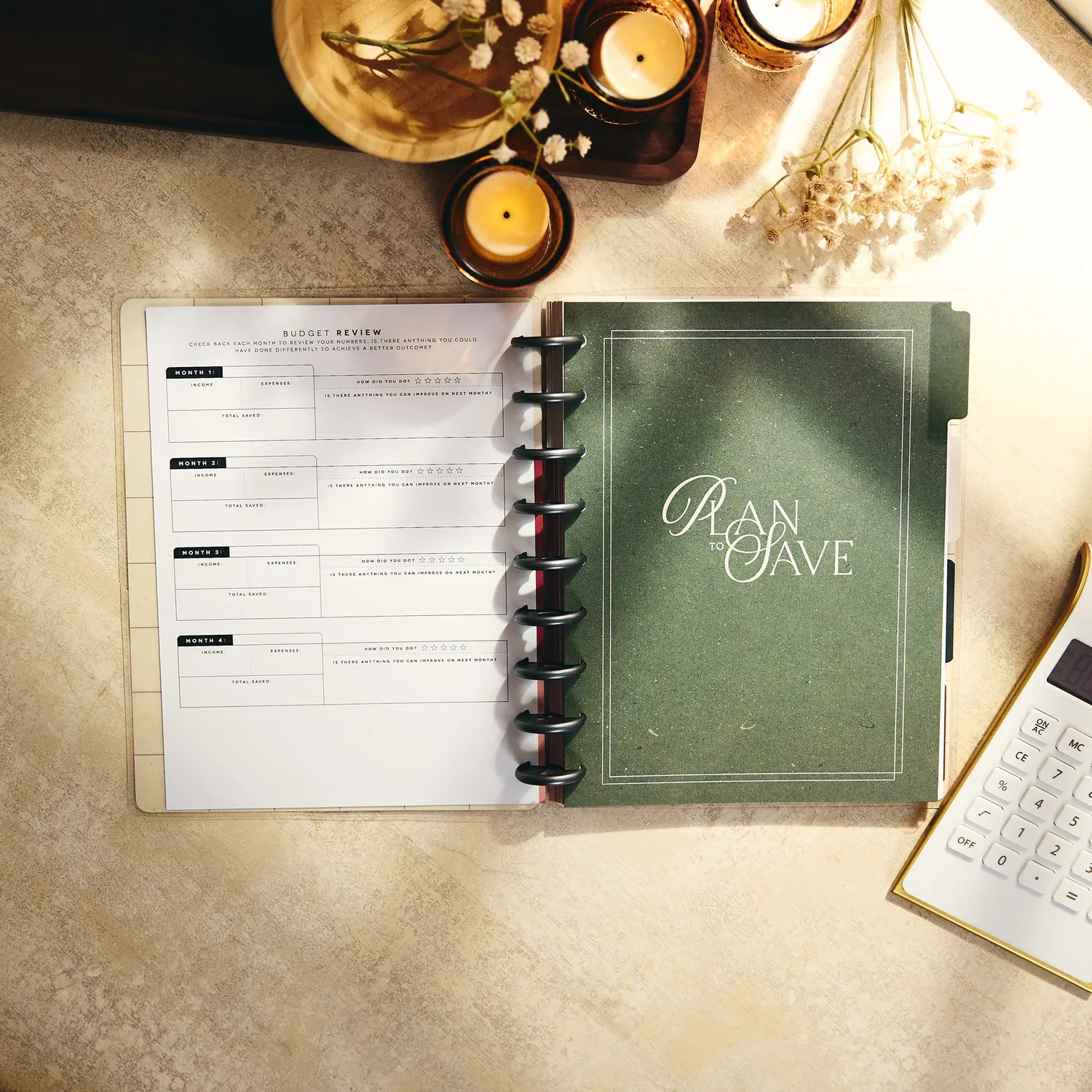 Happy Planner Amber Oak journal budget guidé 80 feuilles