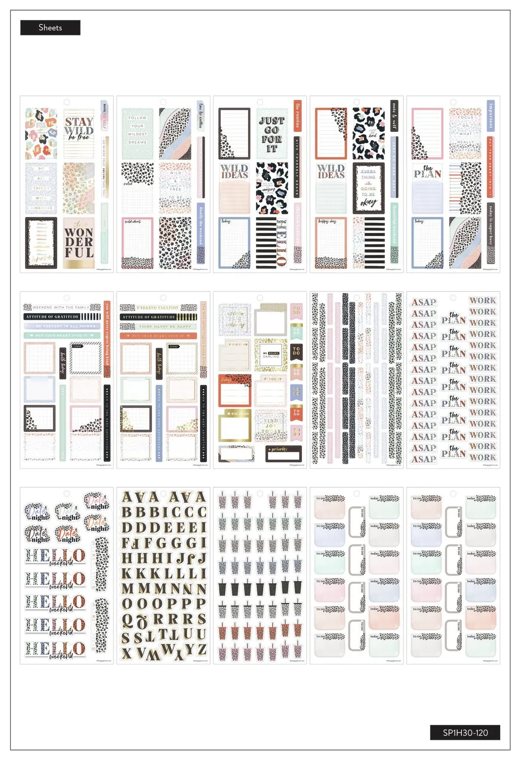 Happy Planner Colorful Leopard stickers léopard x603