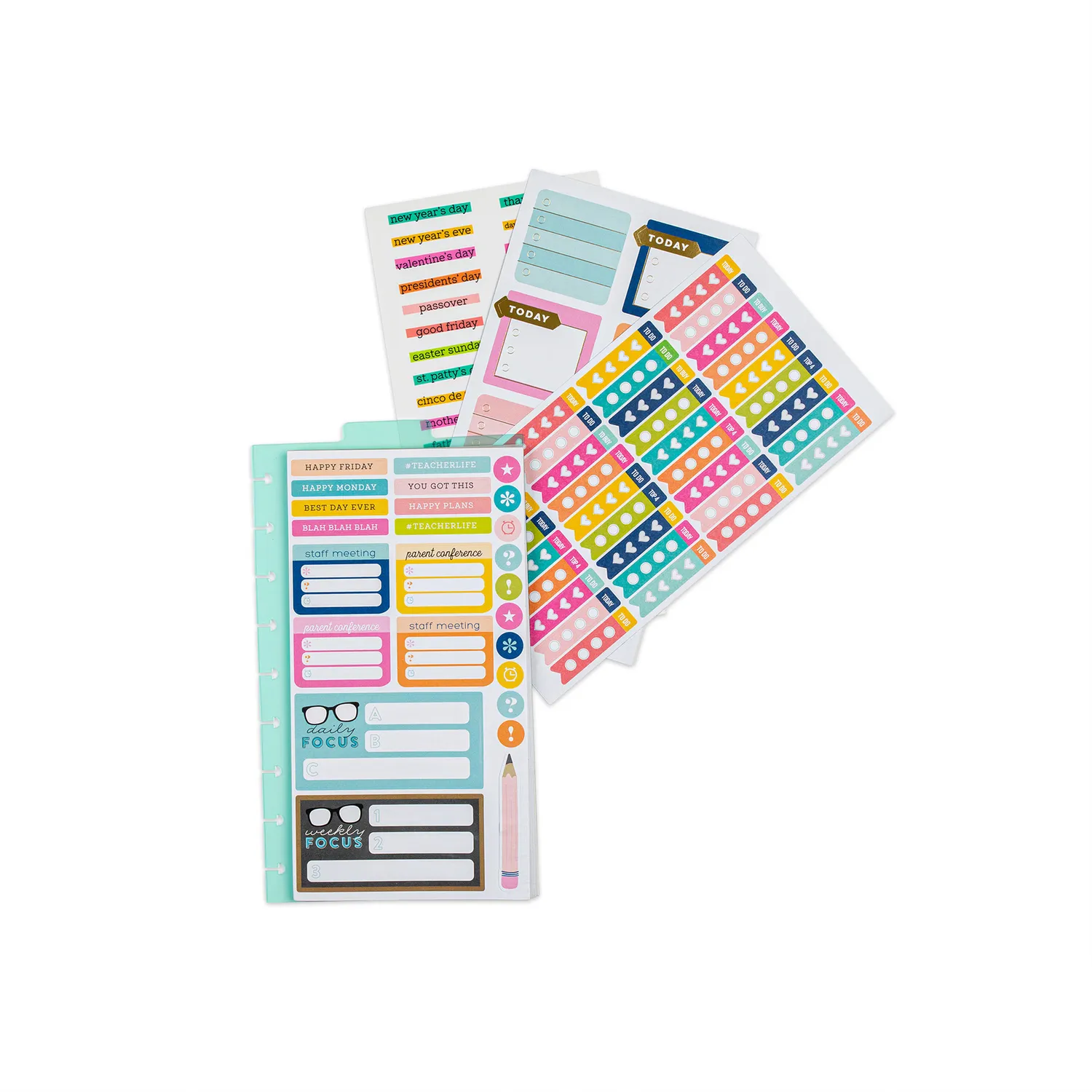 Happy Planner Teacher Productivity stickers snap-in 536 pièces